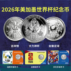 2026年美加墨世界杯纪念币3枚套装版 “城市卡”发行形式  卡币收藏更有趣 带收藏证书 一证一码 球迷必冲