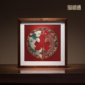 铜师傅 手工錾刻 铜雕画《双鱼呈祥（桌面）》书房摆件装饰画