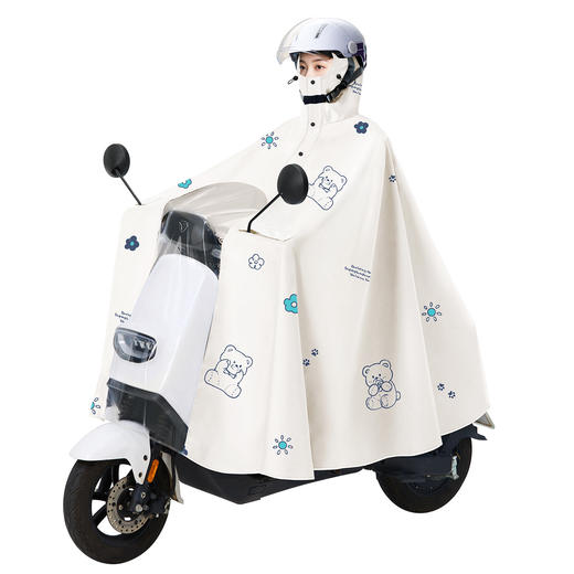 【亲子雨天出行 一件就够】高清双帽檐 电动车电瓶车雨衣 可拆卸佩戴头盔 防暴雨 滴水不漏 全身双人雨披 商品图4