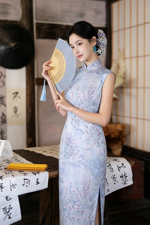 逸红颜明月优选 #「芸萝」仿萝手工钉珠立领旗袍，莫奈吉维尼花园，雾中看花花更柔 商品图7
