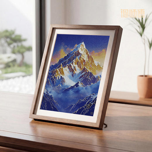 铜师傅 手工錾刻 铜雕画《日照金山（桌面）》书房摆件装饰画 商品图3