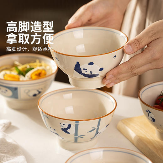 摩登主妇mototo熊猫米饭碗国风餐具套装家用2026新款陶瓷高脚饭碗 商品图2