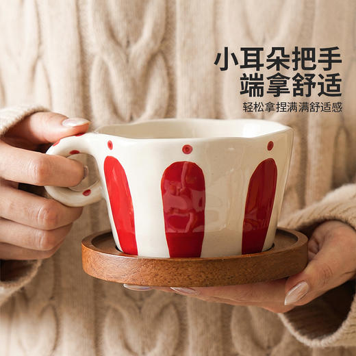 摩登主妇釉下彩陶瓷马克杯家用喝水杯早餐杯带杯垫办公室咖啡杯子 商品图1