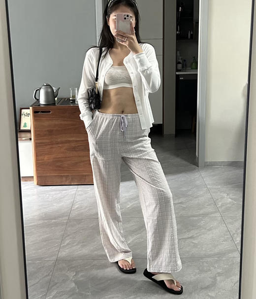 原单正品Lu家Seersucker Check女士泡泡纱长裤子060803 商品图8