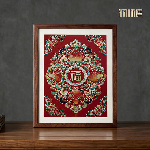 铜师傅 手工錾刻 铜雕画《福泽绵长（桌面）》书房摆件装饰画 商品图2