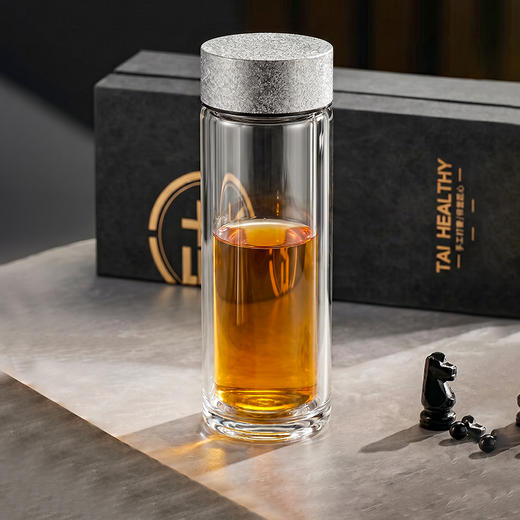 摩登主妇父亲节礼物双层纯钛玻璃杯2026新款办公室茶水分离泡茶杯 商品图0