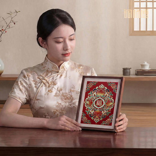 铜师傅 手工錾刻 铜雕画《福泽绵长（桌面）》书房摆件装饰画 商品图5