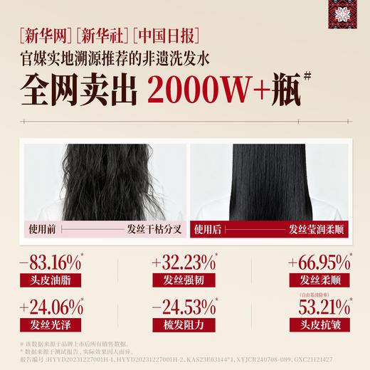 滋养型 参乌淘米水洗发水400g/瓶 送洗发水+养发乳 A-2885-1 长发小寨 商品图2