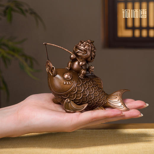 铜师傅《金鳞御财》办公室书房招财紫铜摆件 中式家居装饰礼品 商品图5