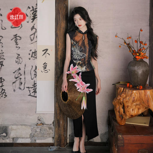 【多件多折】逸红颜《曼妩璇》26年夏新抽褶斜交叠开衩弹力亮丝醋酸针织半裙女 商品图2