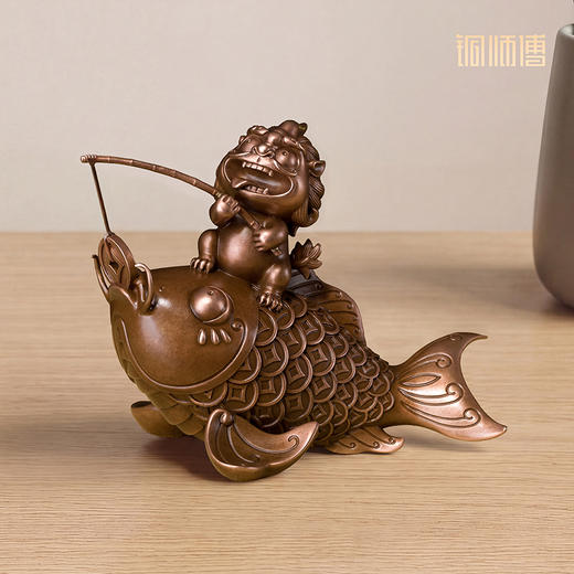 铜师傅《金鳞御财》办公室书房招财紫铜摆件 中式家居装饰礼品 商品图4