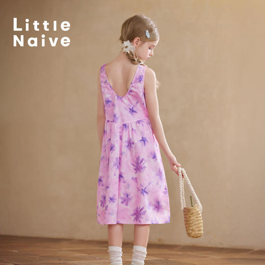 Little Naive女童碎花背心裙夏季度假风连衣裙儿童法式甜美长裙 商品图0