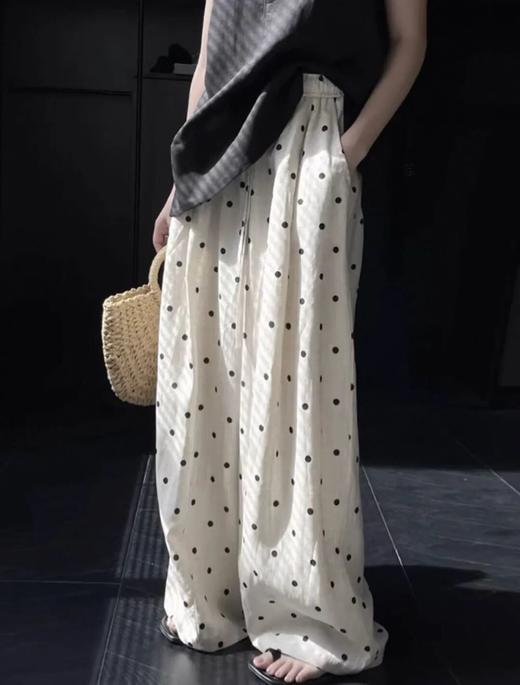老钱风松弛波点亚麻弯刀裤 | 经典耐看百搭波点设计，上身显瘦遮肉，夏日穿清爽不热（3-5天发货） 商品图0