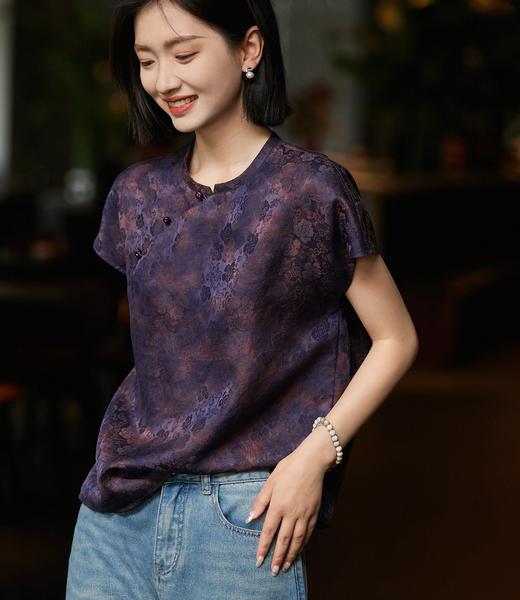 「东方贵女」新中式蚕丝红云纱气质小衫，桑蚕丝混纺，自带东方韵味又不挑人【3-5天发货】 商品图2