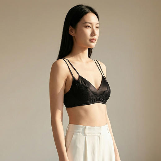 93%桑蚕丝  蕾丝双肩带文胸 A-6127 商品图2
