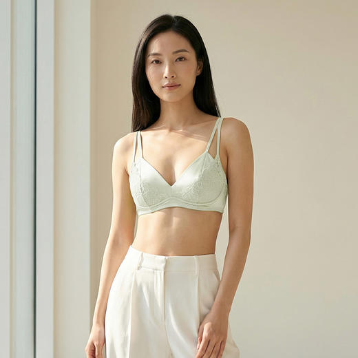93%桑蚕丝  蕾丝双肩带文胸 A-6127 商品图4