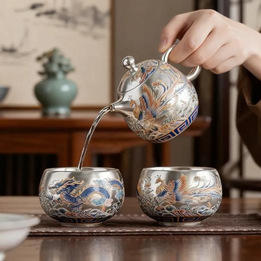 朕的潮代·龙凤对杯茶具礼盒 非遗传承 瓷胎鎏银技艺 胎质细腻 图案精美 馈赠佳品 收藏茗器 L 商品图5