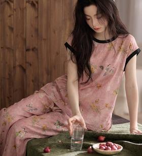 （3-7天发货）中式棉绸睡衣（2026新款），轻薄凉爽，出再多汗都不沾身，90-160斤都能穿，五色可选，26年新的印花图案，时髦不撞款