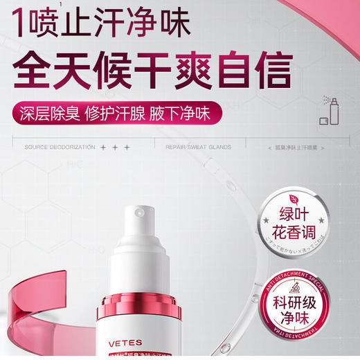 VETES 维特丝净味止汗喷雾 净味留香 干爽舒适 商品图1