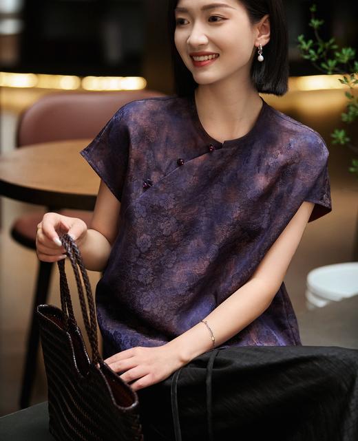 「东方贵女」新中式蚕丝红云纱气质小衫，桑蚕丝混纺，自带东方韵味又不挑人【3-5天发货】 商品图3