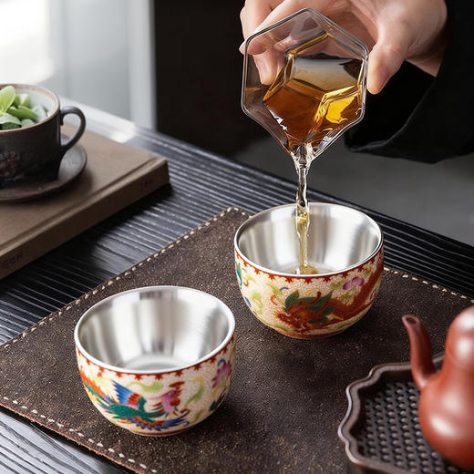 朕的潮代·龙凤对杯茶具礼盒 非遗传承 瓷胎鎏银技艺 胎质细腻 图案精美 馈赠佳品 收藏茗器 L 商品图3