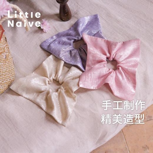 Little Naive女童亮丝头绳夏季新款小女孩头花儿童闪闪大肠发圈 商品图3