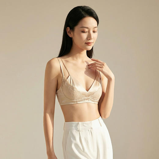 93%桑蚕丝  蕾丝双肩带文胸 A-6127 商品图3