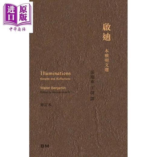 预售 【中商原版】启迪 本雅明文选 港台原版 本雅明 汉娜阿伦特 香港本事出版社Book Matter 商品图0