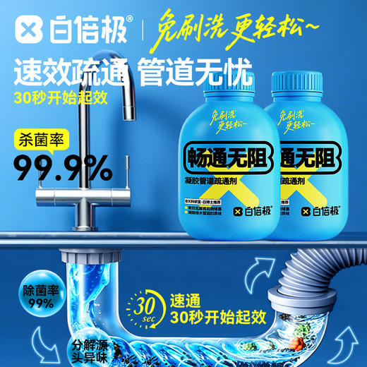 白倍极凝胶管道疏通剂|用它疏通堵塞，管道清道夫，杀菌消臭 商品图1