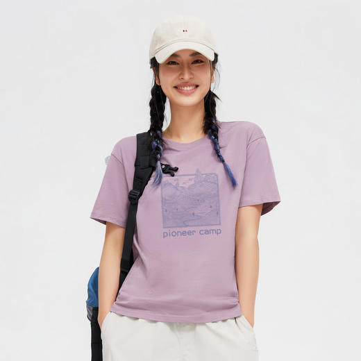 【618特价】拓路者夏季女士体恤衫山系印花纯棉户外运动日常短袖百搭 商品图2