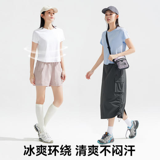 【618特价】拓路者女士冰氧吧短款T恤2025夏季新款凉感圆领户外运动短袖上衣 商品图3