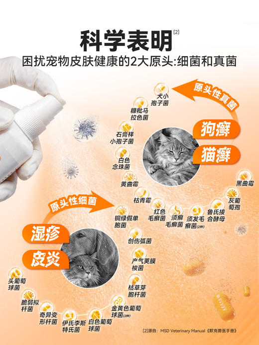 普安特喷剂狗狗皮肤真菌猫癣外用猫癣狗癣猫咪皮普特皮肤非药宠物掉毛皮普特喷雾（赠维生素1包+益生菌1条） 商品图2