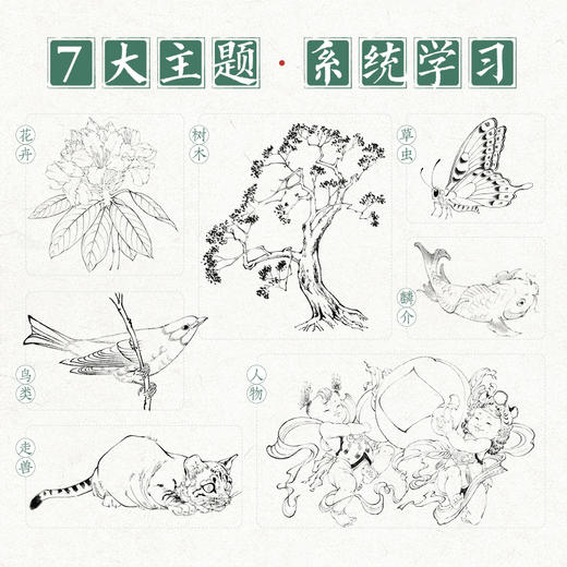 白描技法精讲 基础训练与案例解析 白描技法*基础小白技法教程中国画水墨画线稿 花鸟鱼虫草木鳞介走兽和人物 初学者系统学习 商品图1