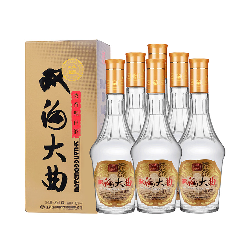 双沟大曲名玻46度480mL*6瓶 整箱装白酒