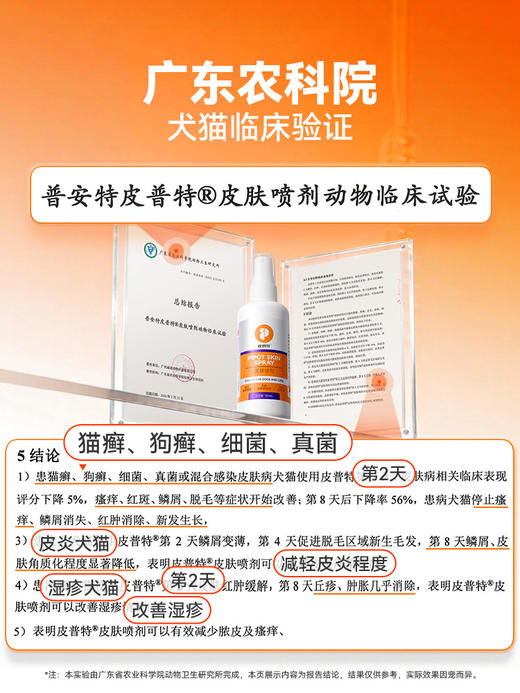 普安特喷剂狗狗皮肤真菌猫癣外用猫癣狗癣猫咪皮普特皮肤非药宠物掉毛皮普特喷雾（赠维生素1包+益生菌1条） 商品图3