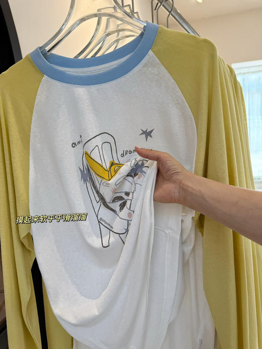 设计师牌Kims*s手绘小猫咪印花长袖Tee 商品图2