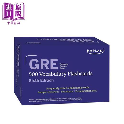 预售 【中商原版】卡普兰GRE考试词汇闪卡 GRE Vocabulary Flashcards Kaplan 第六版+在线访问权限 可复习闪卡 模拟测试 视频教程 商品图0