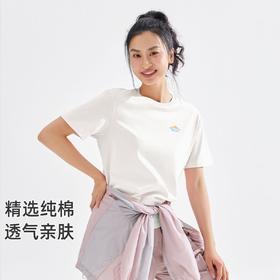 拓路者夏季纯棉女式T恤衫圆领百搭体恤衫字母LOGO运动时尚