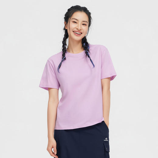 【618特价】【纯棉100%】拓路者T恤女夏款简约短袖上衣套头衫纯色打底衫 商品图4