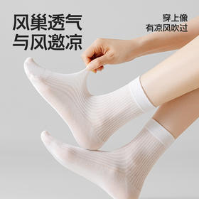 拾袜记 凉感桑蚕丝冰冰女袜 透气疏汗 冰感顺滑 5双/盒