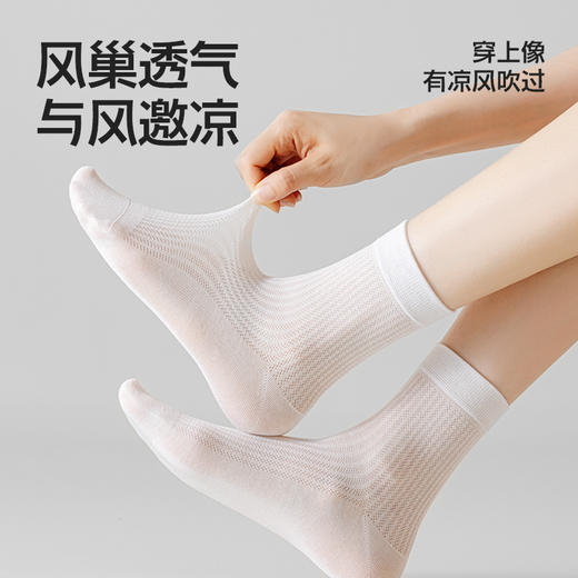 拾袜记 凉感桑蚕丝冰冰女袜 透气疏汗 冰感顺滑 5双/盒 商品图0