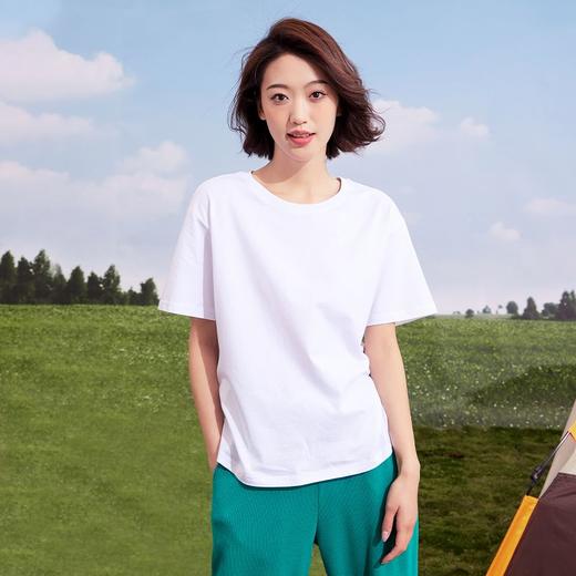 【618特价】拓路者纯棉宽松百搭T恤女夏款短袖上衣落肩套头衫纯色打底衫 商品图1