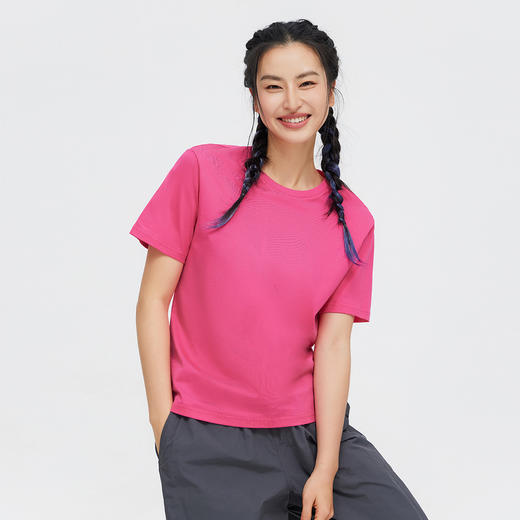 【618特价】【纯棉100%】拓路者T恤女夏款简约短袖上衣套头衫纯色打底衫 商品图9