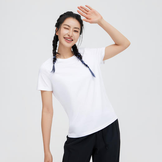 【618特价】拓路者夏季冰丝短袖t恤女轻薄冰氧吧凉感打底衫纯色运动圆领体恤 商品图2