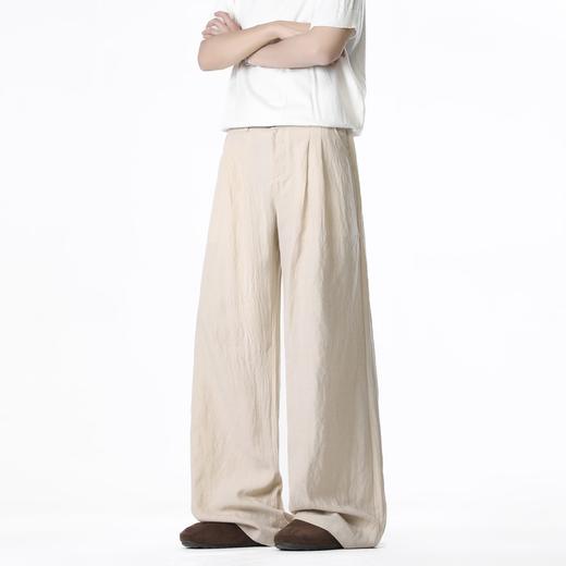 Schenvega 亚麻长裤男女同款 老钱风 高腰双褶 半松紧腰头 4色可选 商品图7