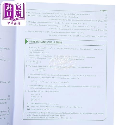 【中商原版】剑桥国际AS Alevel 纯数学2习题与练习册 Cambridge International Pure Mathematics 2 Question & Workbook 商品图3