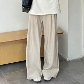 Schenvega 亚麻长裤男女同款 老钱风 高腰双褶 半松紧腰头 4色可选