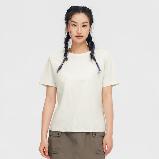 【618特价】【纯棉100%】拓路者T恤女夏款简约短袖上衣套头衫纯色打底衫 商品图1