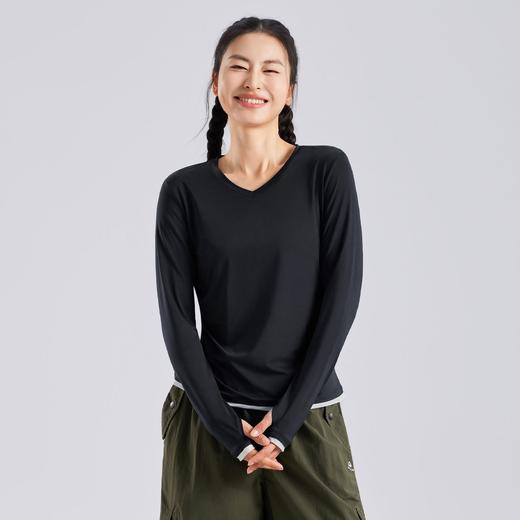 【618特价】拓路者修身收腰显瘦时尚户外长袖秋冬百搭长袖体恤衫套头衫女装 商品图1