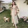 西遇法式浅粉碎花连衣裙女2026夏季新款V领荷叶边小飞袖雪纺长裙SS060515 商品缩略图1